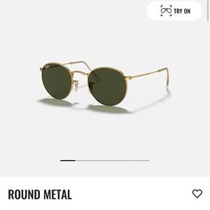 Ray Band Round Metal Sunglasses - polished gold with green lenses (large size)